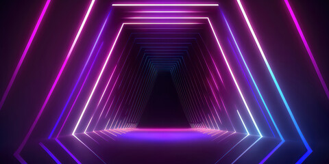abstract colorful technology background with neon lights, generative ai