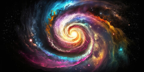 colorful spiral galaxy background, generative ai