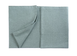 Fototapeta na wymiar Light grey towel for kitchen isolated on white, top view
