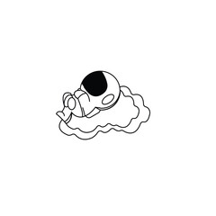 cute astronaut sleeping on a cloud, Cartoon Vector Icon Illustration. Flat Cartoon Style