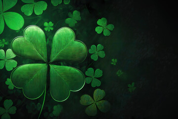 green four leaf clover shamrock background, generative ai