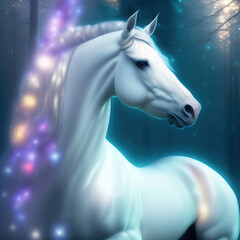 Naklejka premium Generative AI: charming horse in the forest ideal for children's story book