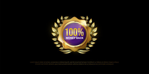 Awesome golden 100% satisfaction guaranteed badge on black background isolated