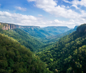 Fototapeta premium Spectacular view of the Valley at Fitzroy Falls in Morton National Park, Kangaroo Valley, Southern Highlands, NSW, Australia.