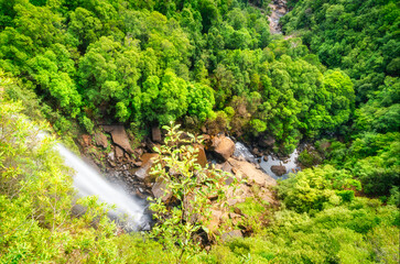 View from above of Yarrunga Creek at Fitzroy Falls in Morton National Park, Kangaroo Valley, Southern Highlands, NSW, Australia.