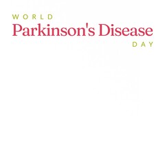 Illustration of world parkinson's disease day text over white background, copy space