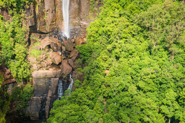 Obraz na płótnie Canvas Close-up view of the second-tier waterfall at Fitzroy Falls in Morton National Park in Kangaroo Valley, Southern Highlands, NSW, Australia.