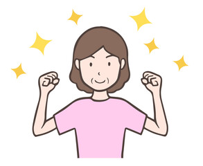 元気にキラキラしている中年女性、おばさん