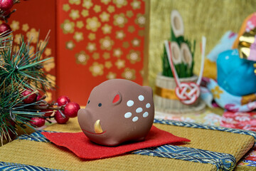 亥年の年賀状・背景素材