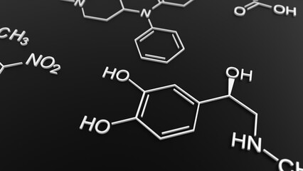 organic chemistry structure formula 3d representation, can be used to represent science, pharmacy, antioxidant or biotechnology