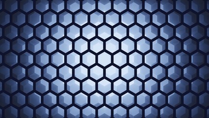 tech hexagon 3d illustration, geometric background with a honeycomb mesh pattern texture