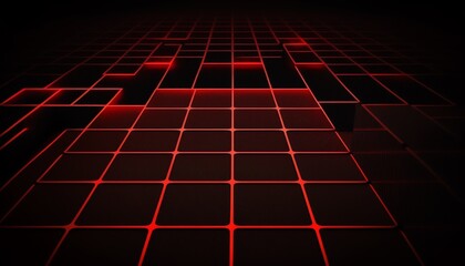 grid of red lines on a back background