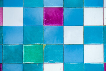 Background of old blue ceramic tiles