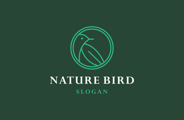 Nature bird logo vector icon template download monoline line art outline