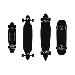 Vector set of hand drawn doodle sketch black skateboards isolated on white background