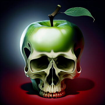 apple as a skull , life cycle concept,illustration  generative ai.