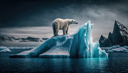 Fototapeta premium Isolated Polar Bear on Iceberg