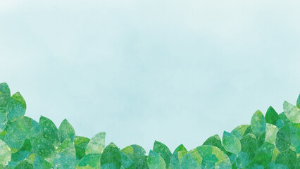  葉っぱと空の水彩画イラスト背景