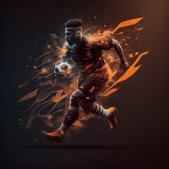 Painting of a silhouette of a male football player that does not exist created by artificial intelligence