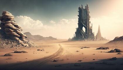 Dystopian desert landscape