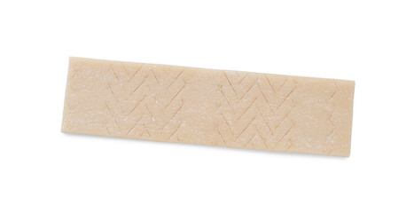 Stick of tasty chewing gum isolated on white, top view
