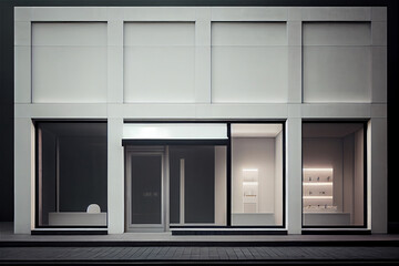 Luxury boutique facade in a minimal style with lots of copy space, generative AI
