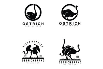 Ostrich Logo Design, Desert Animal Illustration, Living In The Forest, Vector Camel Brand Product