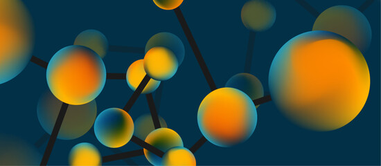 Line points connections geometric landing page background. Fluid circles and spheres with liquid gradients. Vector Illustration For Wallpaper, Banner, Background, Card, Book Illustration, landing page