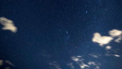 Fototapeta na wymiar Stargazing at the night sky with clouds