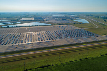 Aerial View of Massive Automotive Manufacturing Plant - Indiana