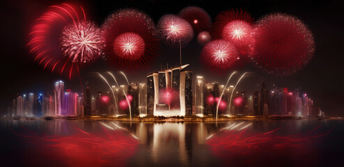 National Day fireworks in Qatar. Generative AI