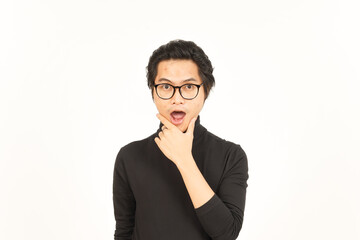Shocked WOW Face Expression Of Handsome Asian Man Isolated On White Background
