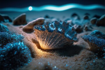 Obraz na płótnie Canvas Iluminated Beach Sea