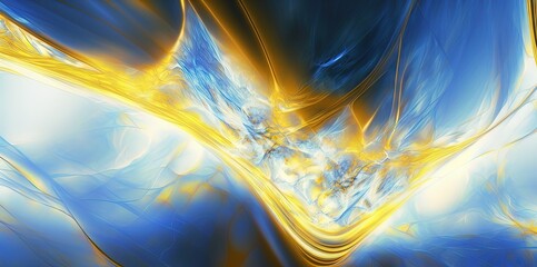 abstract composition of dazzling motion. dynamic modern futuristic background Paints in an elegant design in shades of blue and yellow. artwork using fractals for inventive graphic design. Generative