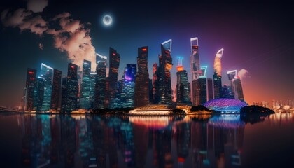 futuristic city created using AI Generative Technology
