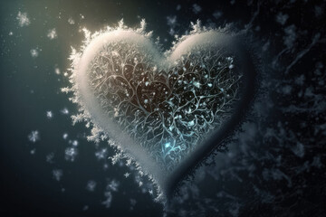 heart made of delicate snowflakes, symbolizing the fragility of life, generative ai