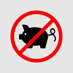 No pork or pig sign trendy style illustration on white background..eps