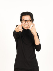 Fototapeta premium Angry screaming and Pointing at you Of Handsome Asian Man Isolated On White Background