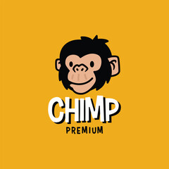 monkey chimp head retro cartoon logo vector illustration