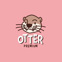 otter head retro cartoon logo vector illustration