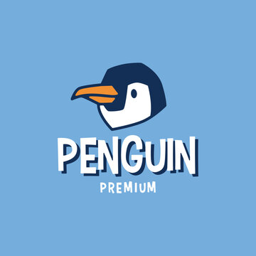 Penguin Head Retro Cartoon Logo Vector Illustration