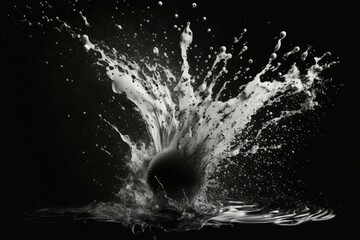 Isolated Water Splash On A Black Background. Generative AI