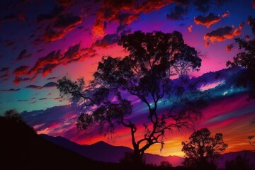 sky that is colorful after sunset. Sky in the natural setting. Generative AI