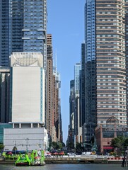downtown city downtown, skyscrappers in the island of manhattan, new york city panoramic view of the skyline