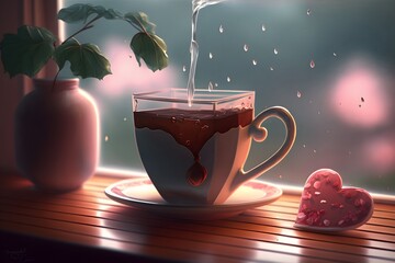 tea with heart created using AI Generative Technology