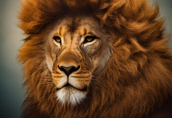 Lion king isolated , Portrait Wildlife animal , generative ai