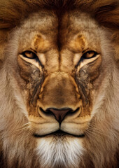 Lion king isolated , Portrait Wildlife animal , generative ai