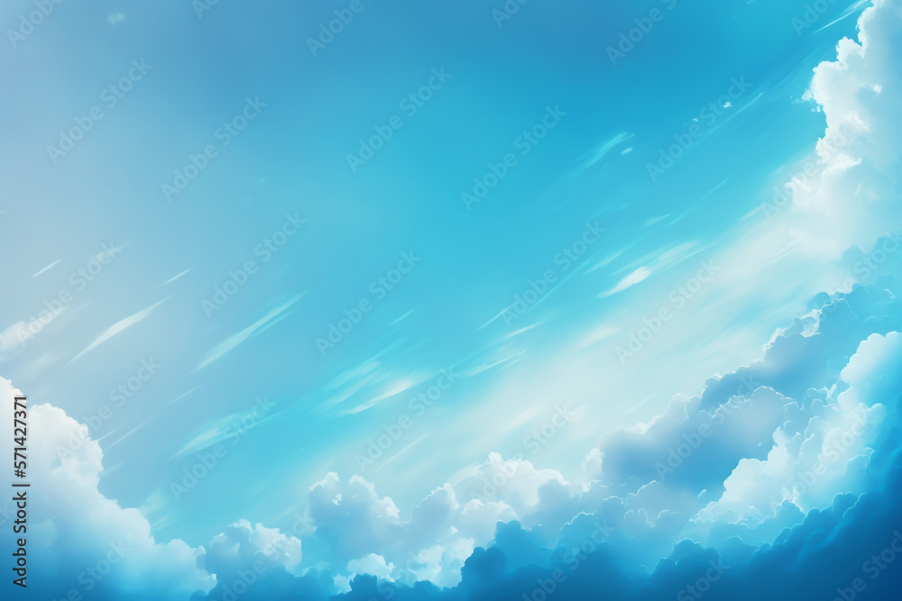 Wall mural abstract blue sky and clouds with generative ai