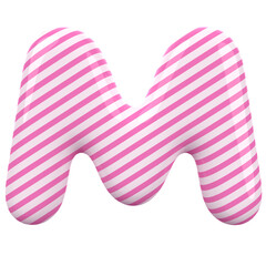 Letter M Stripes Balloon Alphabet Pink With Generative AI