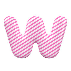Letter W Stripes Balloon Alphabet Pink With Generative AI